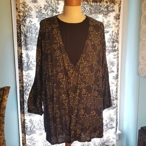 Sun & moon 2X lagenlook batik dyed top plus size
